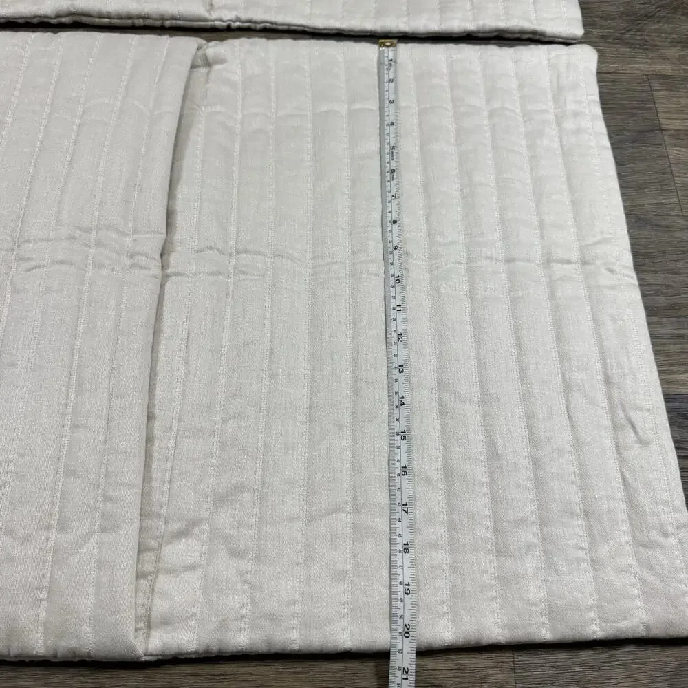 2 RESTORATION HARDWARE CHANNEL STITCHED LINEN QUILTED SHAMS In Sand